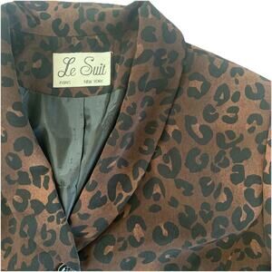 Le Suit Blazer Women’s Large Leopard Print Shawl Lapel Button Up Chest 41”